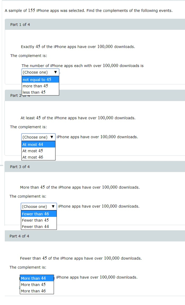 Solved A sample of 155 iPhone apps was selected. Find the | Chegg.com