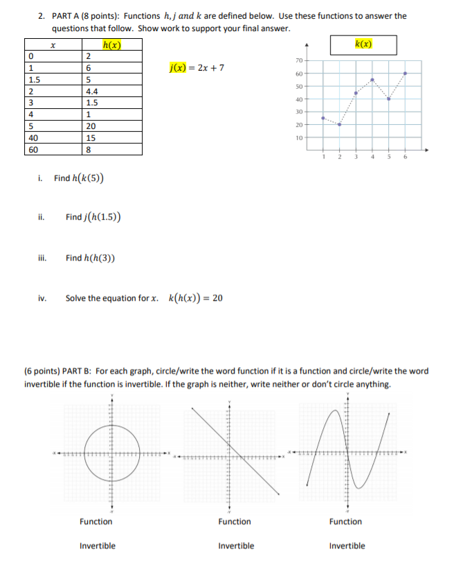 Solved 2. PART A (8 points): Functions hj and k are defined | Chegg.com