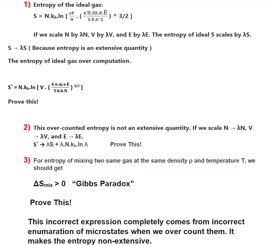 Solved 1) Entropy of the ideal gas