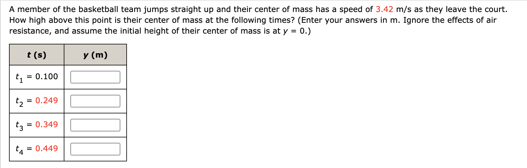 Solved A member of the basketball team jumps straight up and