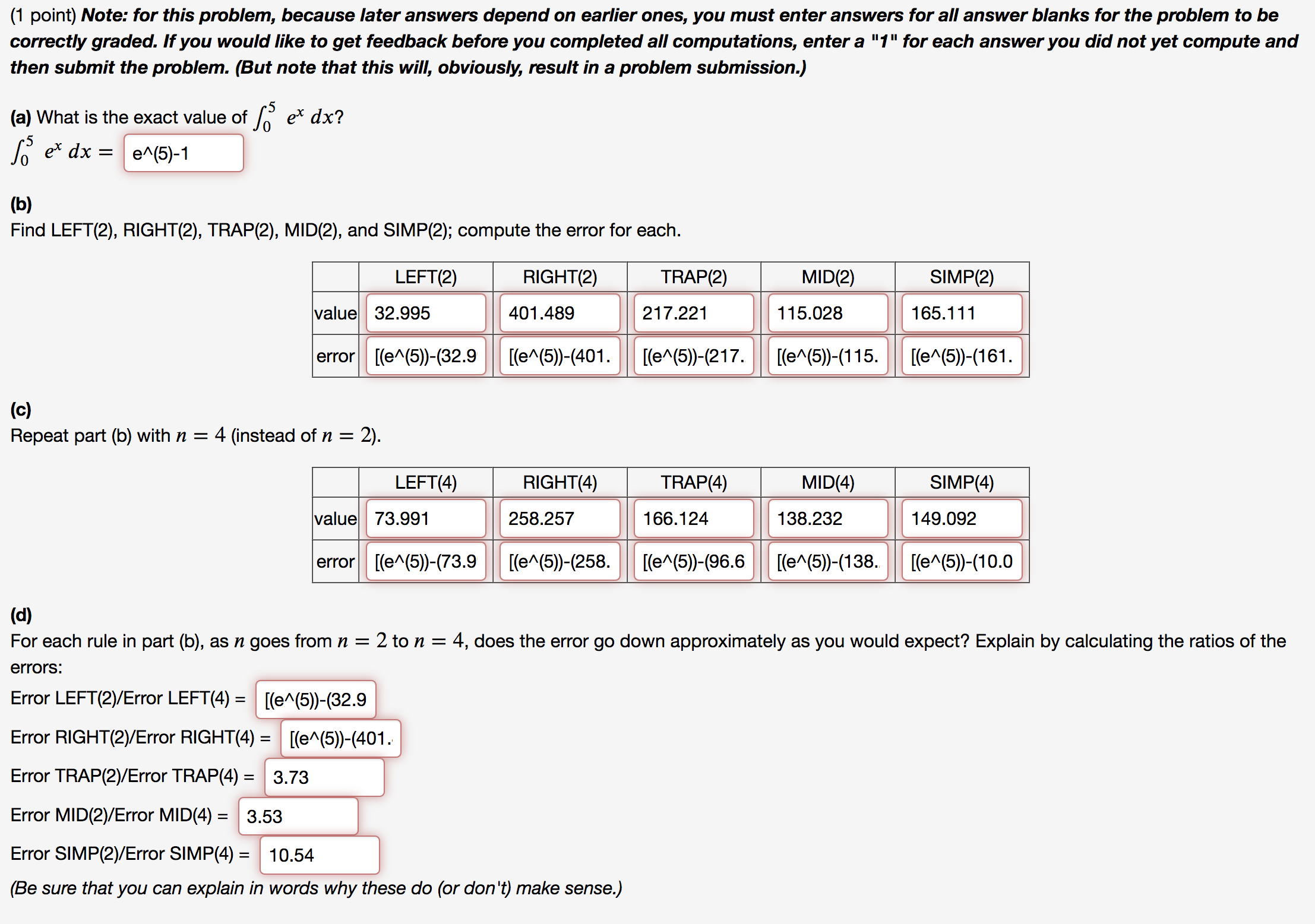 Solved (1 point) Note: for this problem, because later | Chegg.com