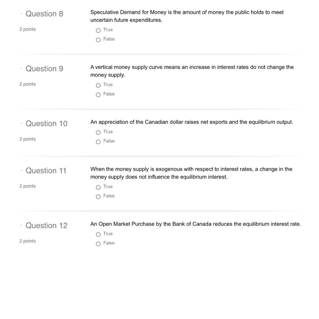 Solved Speculative Demand for Money is the amount of money