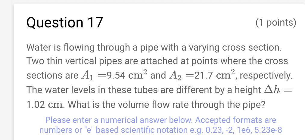 Solved Water is flowing through a pipe with a varying cross | Chegg.com