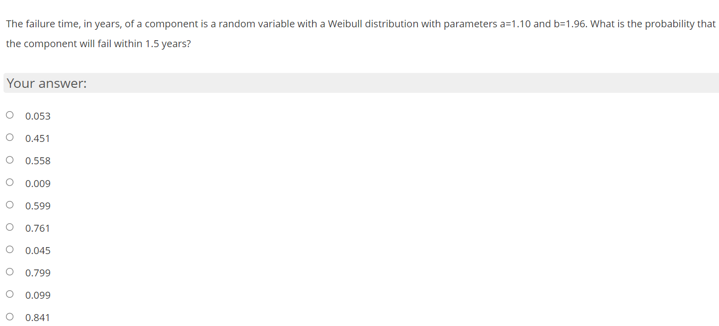 Solved The failure time, in years, of a component is a | Chegg.com