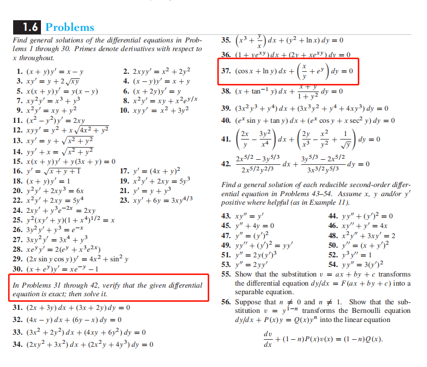 Solved 15 2x 1 41 Dx 5 1 6 Problems Find General Chegg Com