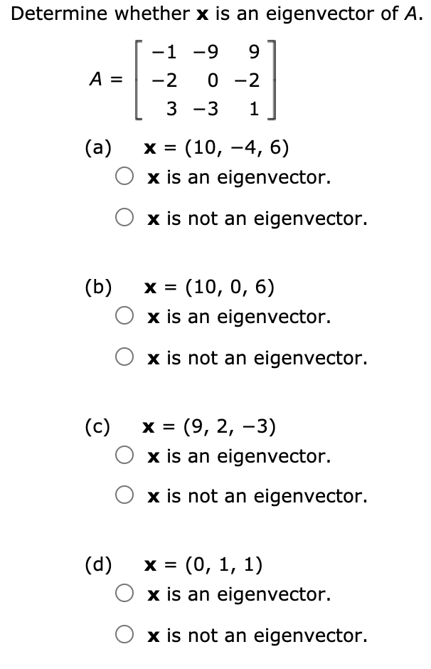 Solved 1 Determine Whether X Is An Eigenvector Of A A Chegg Com