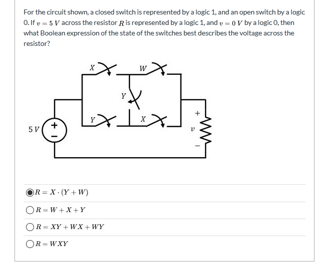 Solved For the circuit shown, a closed switch is represented | Chegg.com