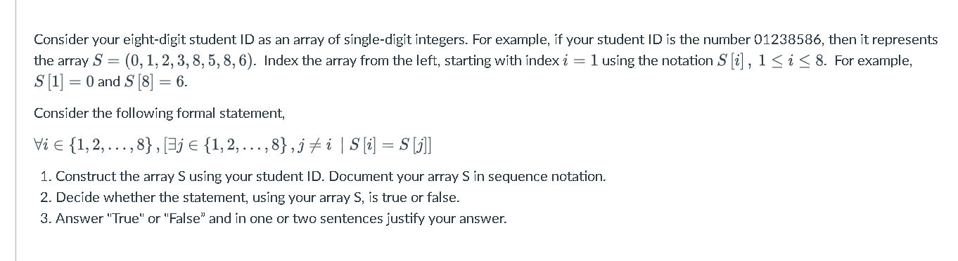 Solved Consider your eight-digit student ID as an array of | Chegg.com