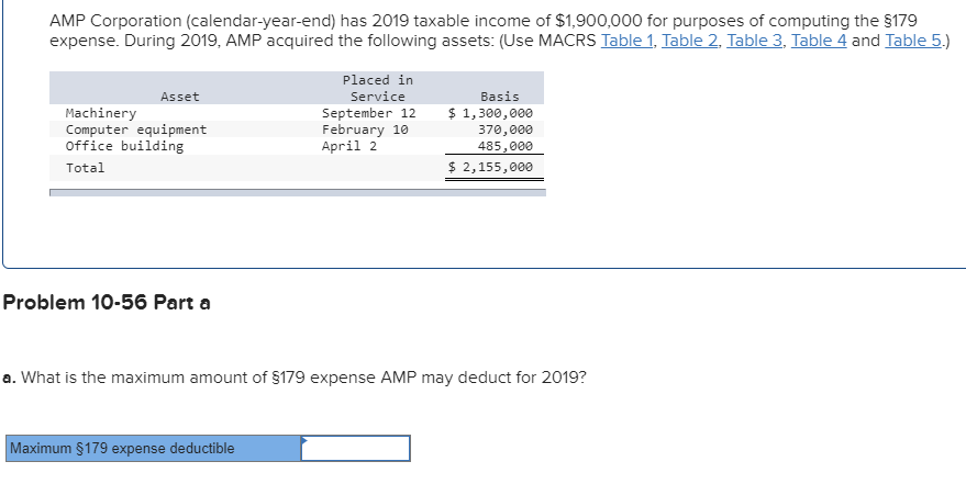 Solved AMP Corporation (calendar-year-end) has 2019 taxable | Chegg.com