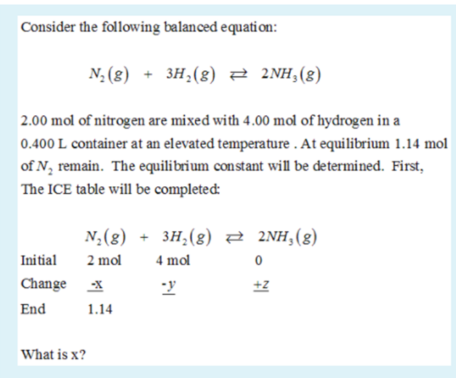 Solved Consider the following balanced equation N () 3H2(g)