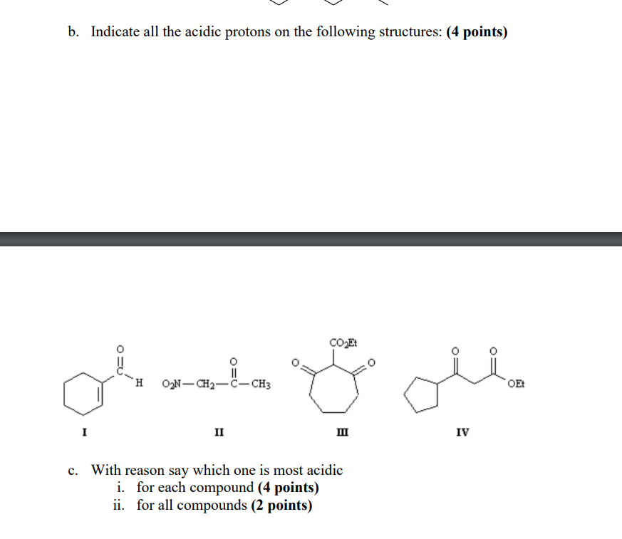 Solved b. Indicate all the acidic protons on the following | Chegg.com
