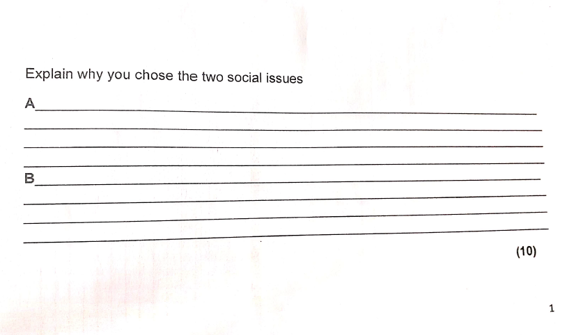 Solved Explain why you chose the two social issues A B (10 ) | Chegg.com