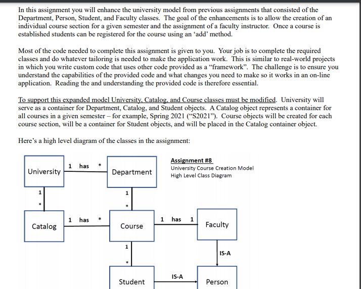 Solved In this assignment you will enhance the university | Chegg.com