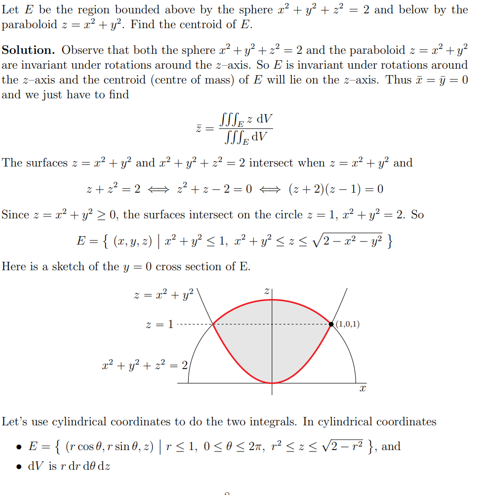 Solved = = Let E be the region bounded above by the sphere | Chegg.com