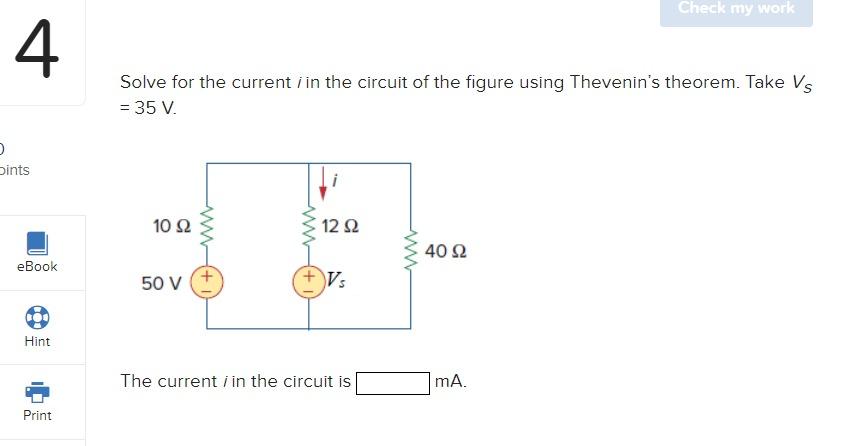 Solved Solve for the current i in the circuit of the figure | Chegg.com