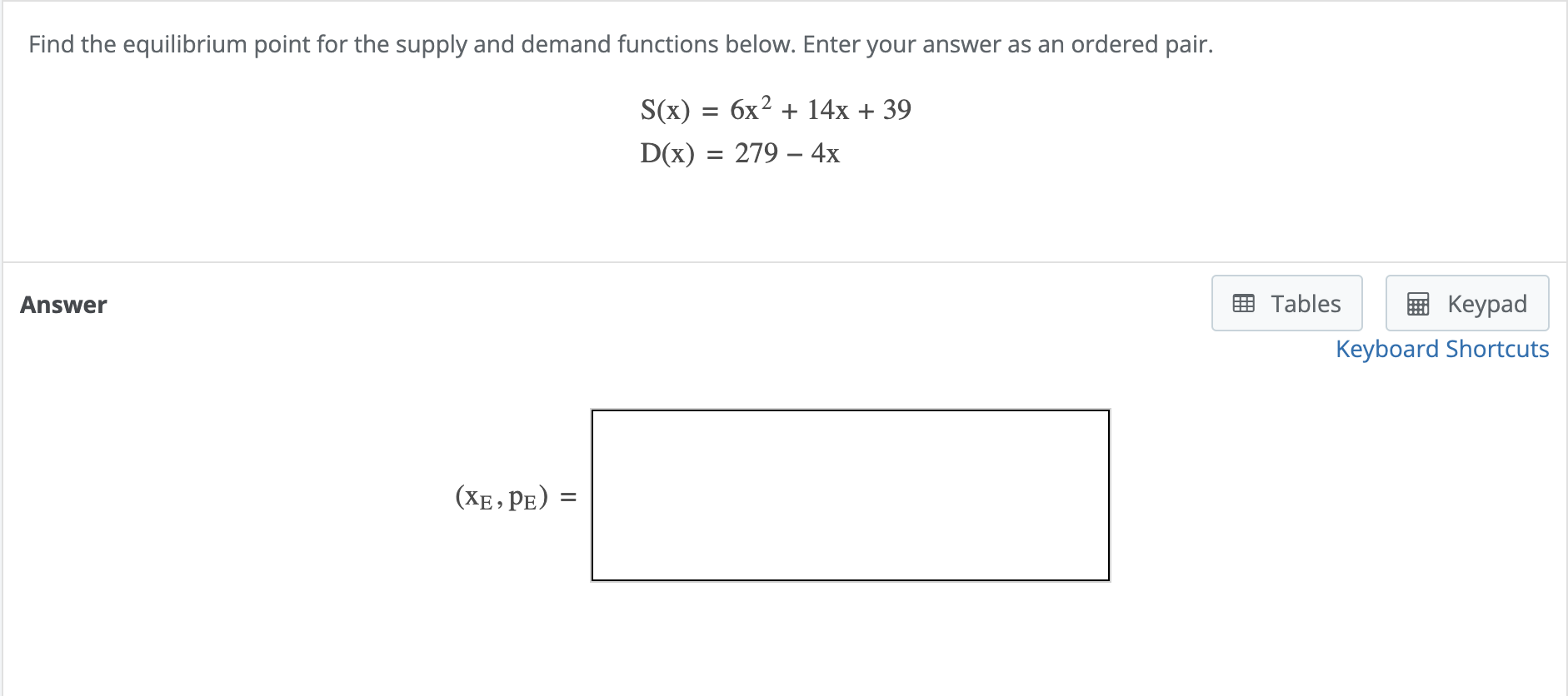 Solved Find the equilibrium point for the supply and demand | Chegg.com