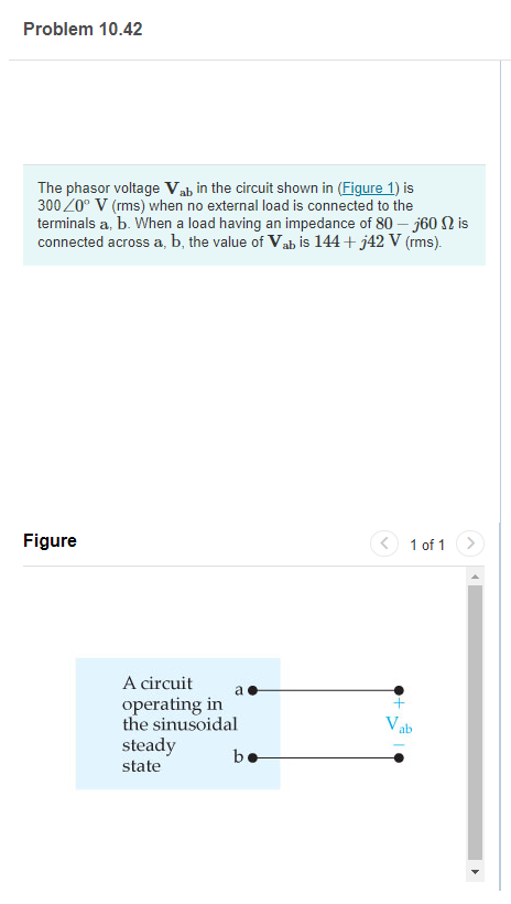 Solved The phasor voltage Vab in the circuit shown in । is | Chegg.com