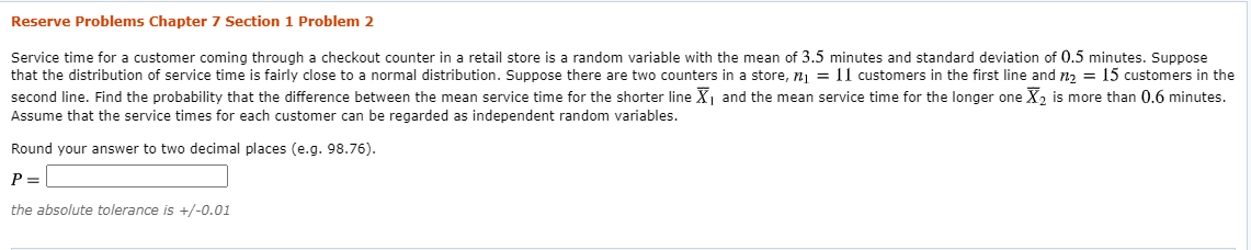 Solved Reserve Problems Chapter 7 Section 1 Problem 2 | Chegg.com
