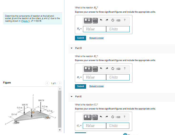 Solved Part A Determine the components of reaction at the | Chegg.com