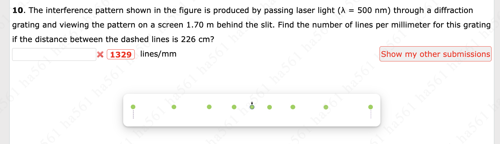 Solved 10. ﻿The interference pattern shown in the figure is | Chegg.com
