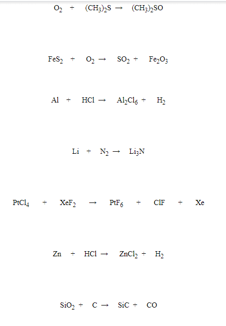 Solved (CH3)2S (CH3)2SO Fes2 O2 SO2 Fe2O3 Al + HCI Al,C16 H2 | Chegg.com