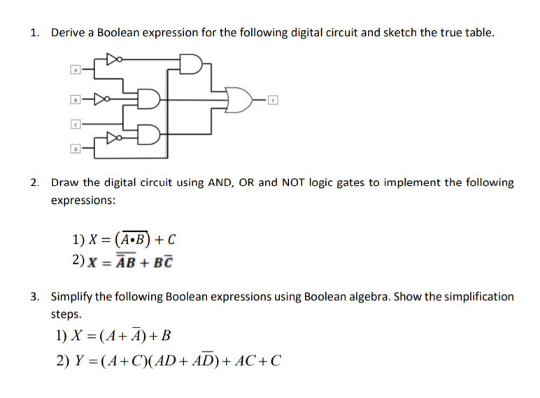 Solved 1. Derive A Boolean Expression For The Following | Chegg.com