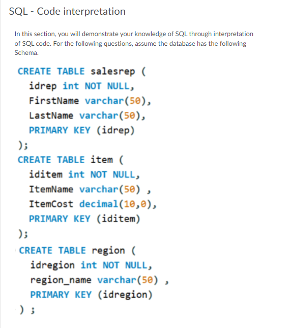 Solved SQL Code interpretation In this section, you will | Chegg.com
