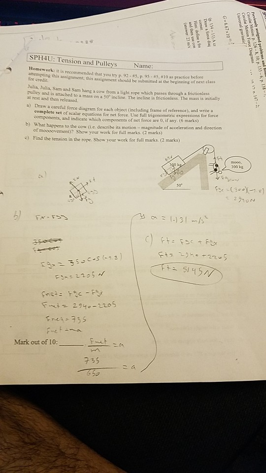 Solved SPH4U: Tension and Pulleys Name: it is recommended | Chegg.com