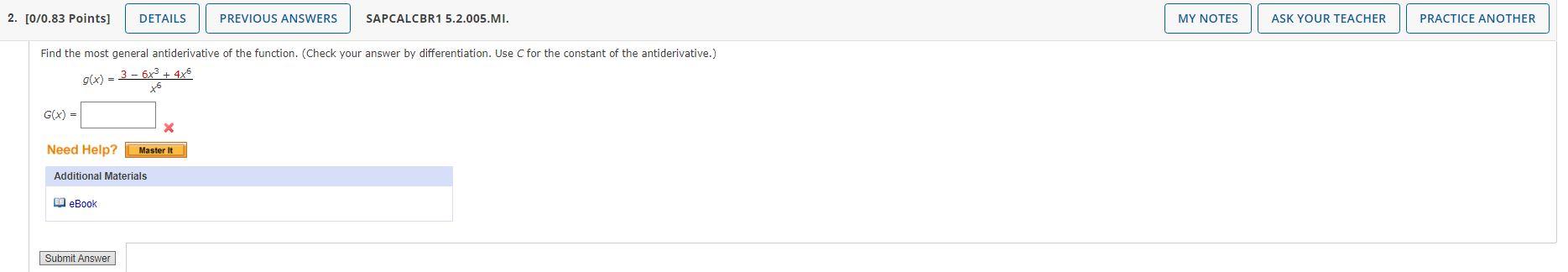 Solved g(x)=x63−6x3+4x6 | Chegg.com
