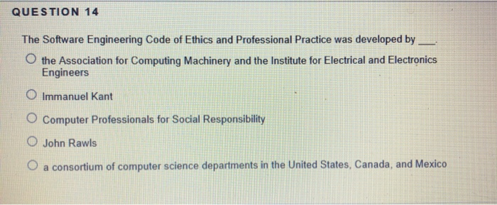 software engineering code of ethics and professional practice was developed by
