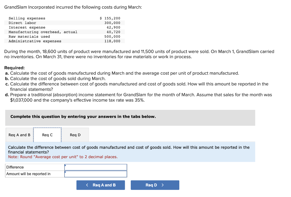 Solved GrandSlam Incorporated incurred the following costs | Chegg.com