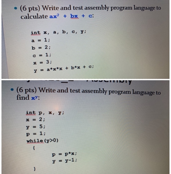 Solved (6 pts) Write and test assembly program language to | Chegg.com