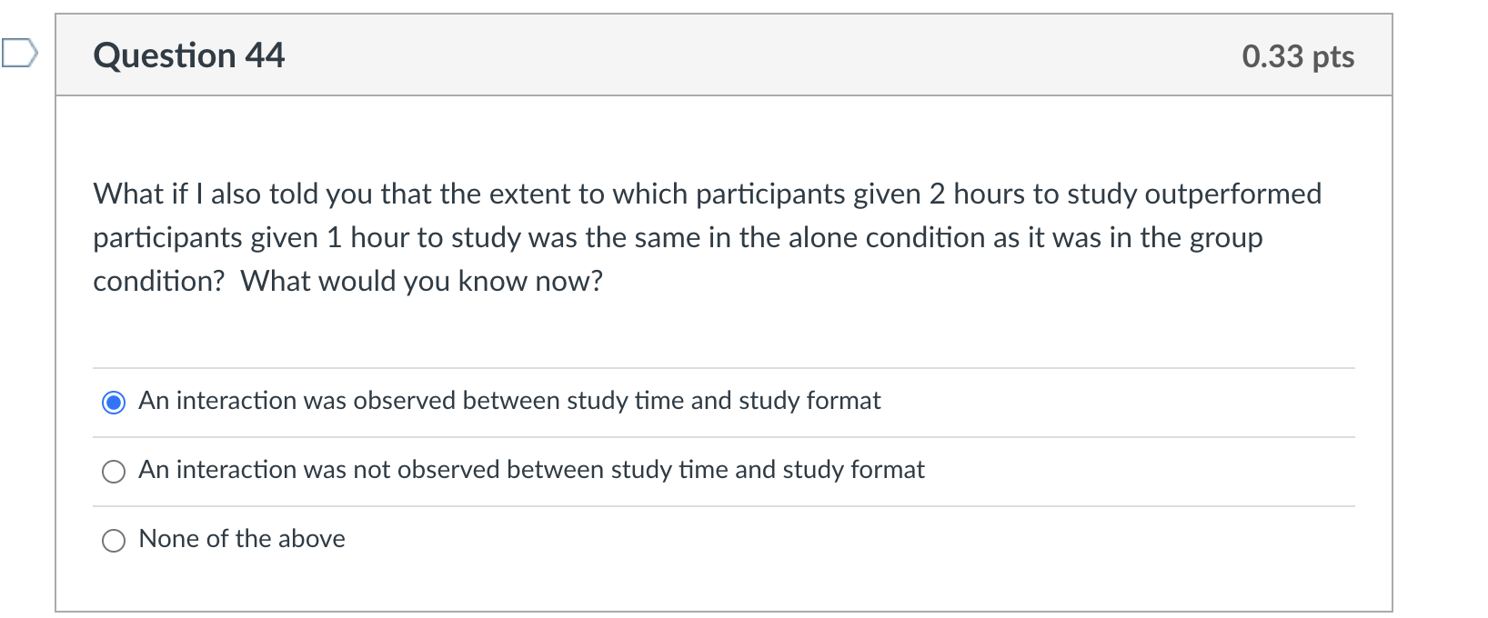 Solved Question 43 0.33 pts Answer the next two questions | Chegg.com
