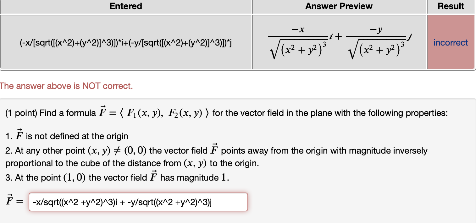 Solved Entered Answer Preview Result X V It X Sqrt Chegg Com