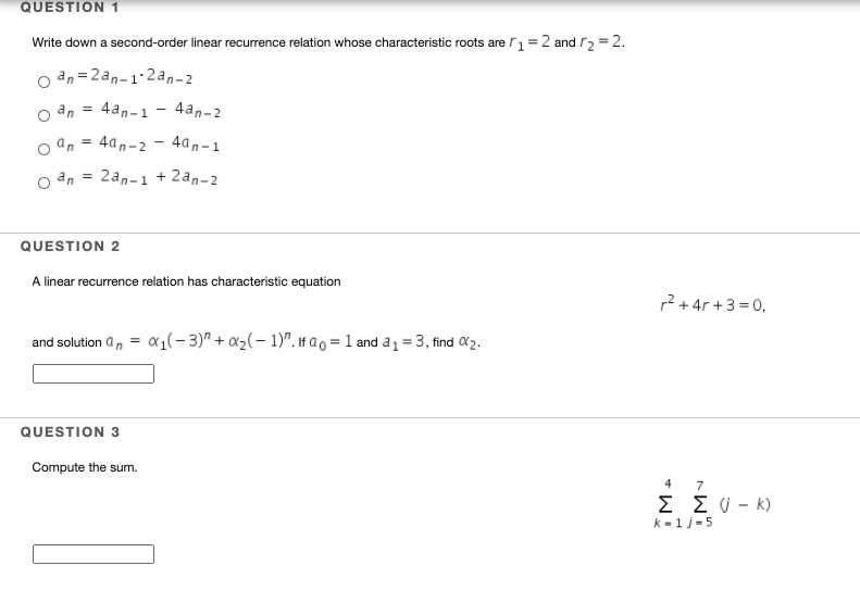 Second Order Linear Recurrence Relation