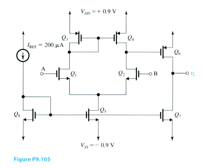 Solved D 9.105 The two-stage CMOS op amp in Fig. P9.105 is | Chegg.com