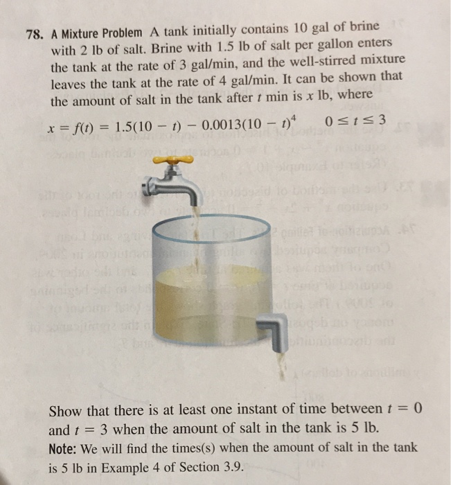 Solved 78. A Mixture Problem A tank initially contains 10 | Chegg.com