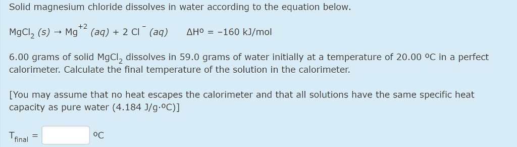 Magnesium Oxide Dissolved In Water Equation