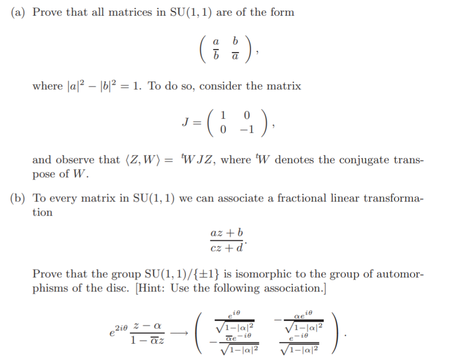 Solved 4.* Consider the group of matrices of the form M = ( | Chegg.com