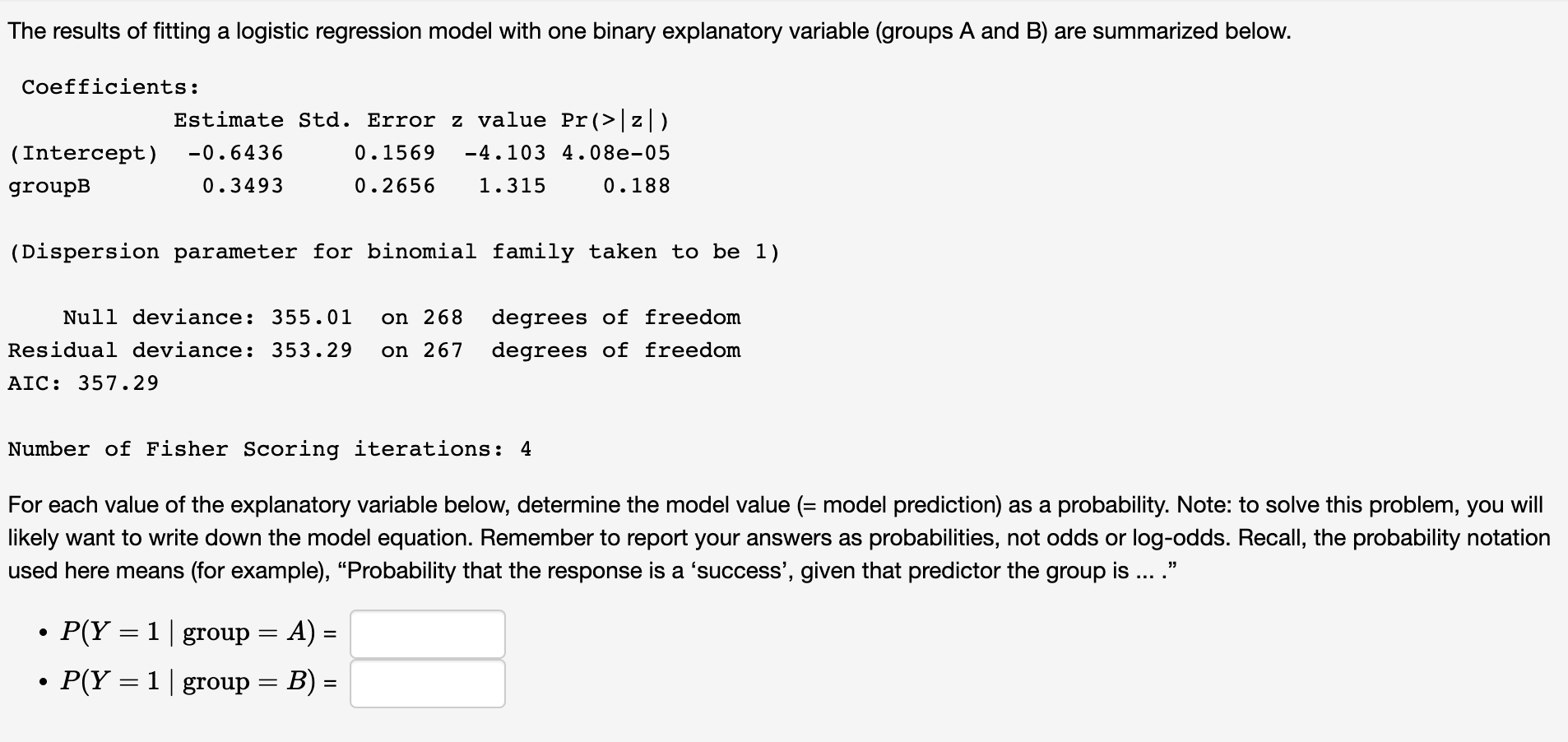 Solved The results of fitting a logistic regression model | Chegg.com