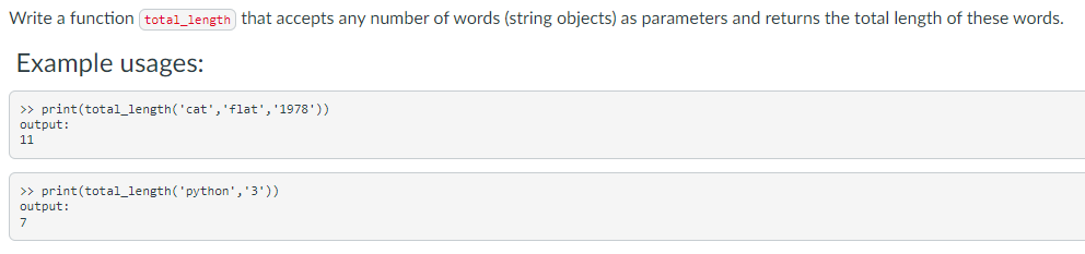 Solved Write a function that accepts any number of words | Chegg.com