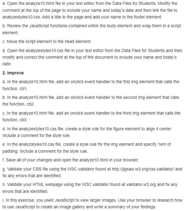 Solved a. Open the analyze 10.html file in your text editor | Chegg.com