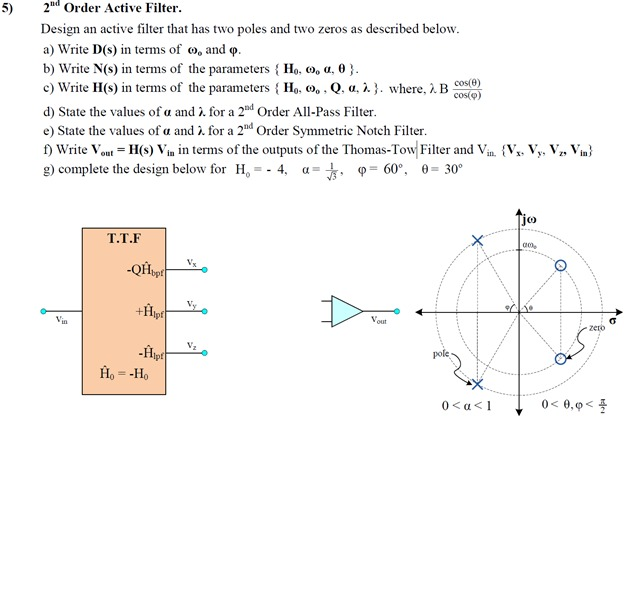 5) 2nd Order Active Filter. Design an active filter | Chegg.com