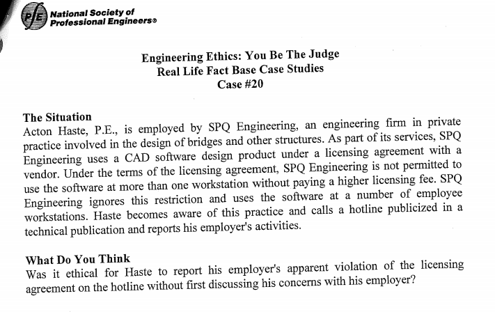 Solved Engineering Ethics: You Be The Judge Real Life Fact | Chegg.com