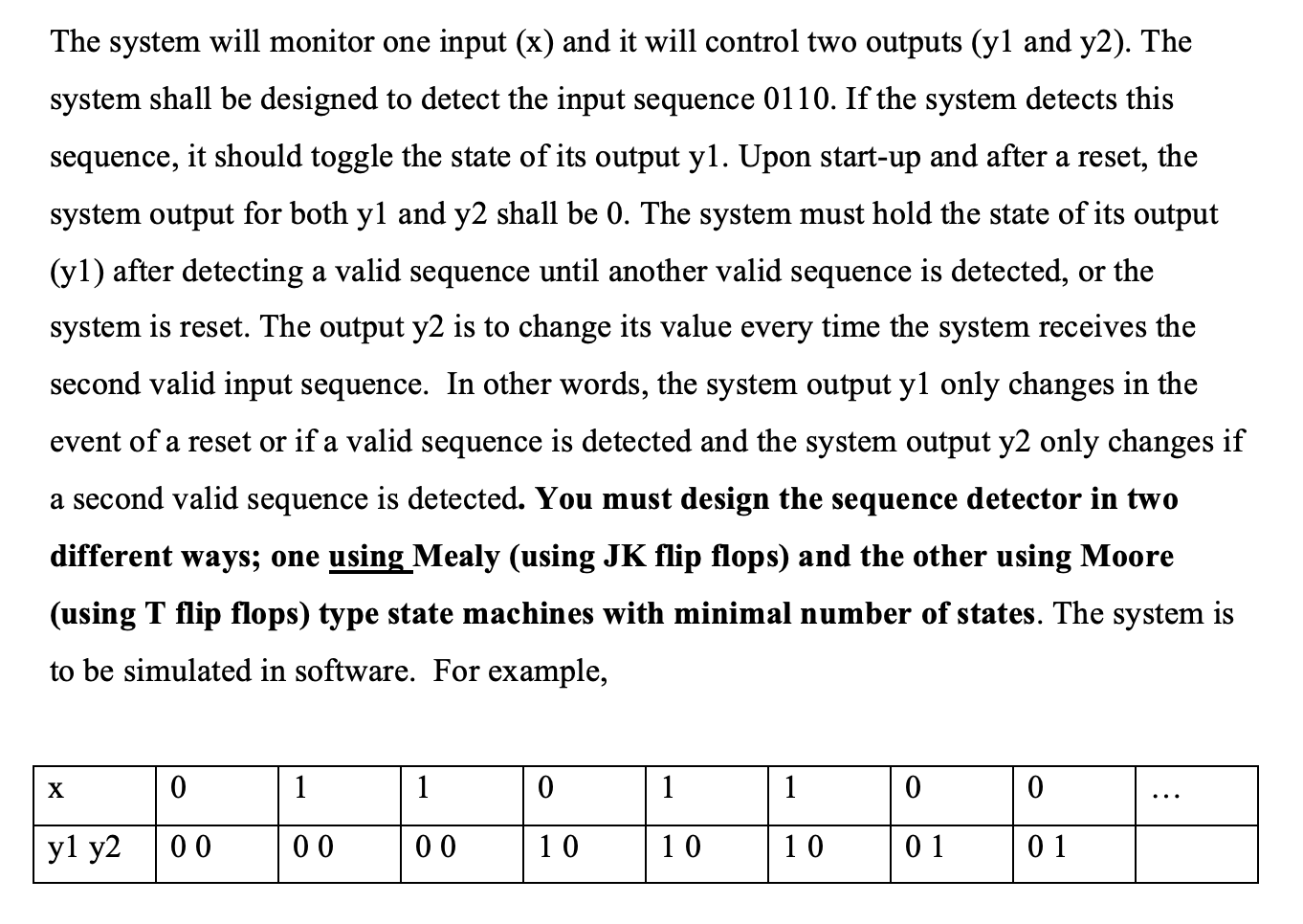 Solved The system will monitor one input (x) and it will | Chegg.com