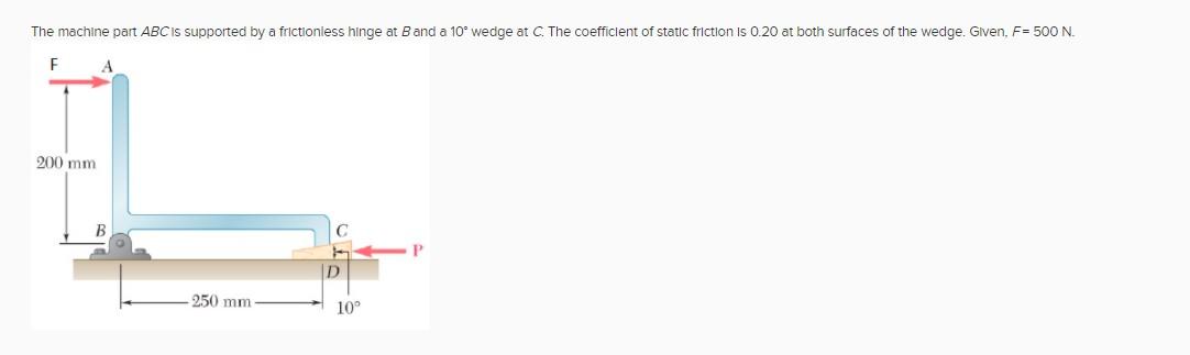 Solved The machine part ABC is supported by a frictionless | Chegg.com