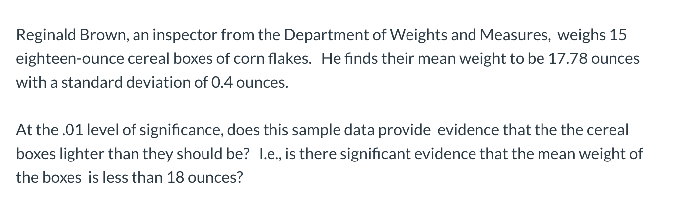 Solved Reginald Brown, an inspector from the Department of | Chegg.com