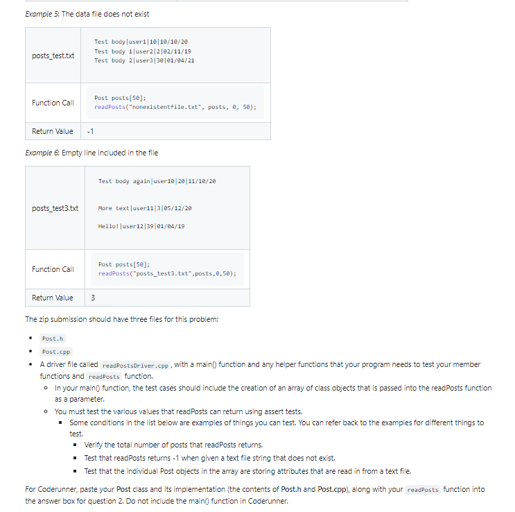 Solved The function will fill an array of Post objects. Note | Chegg.com