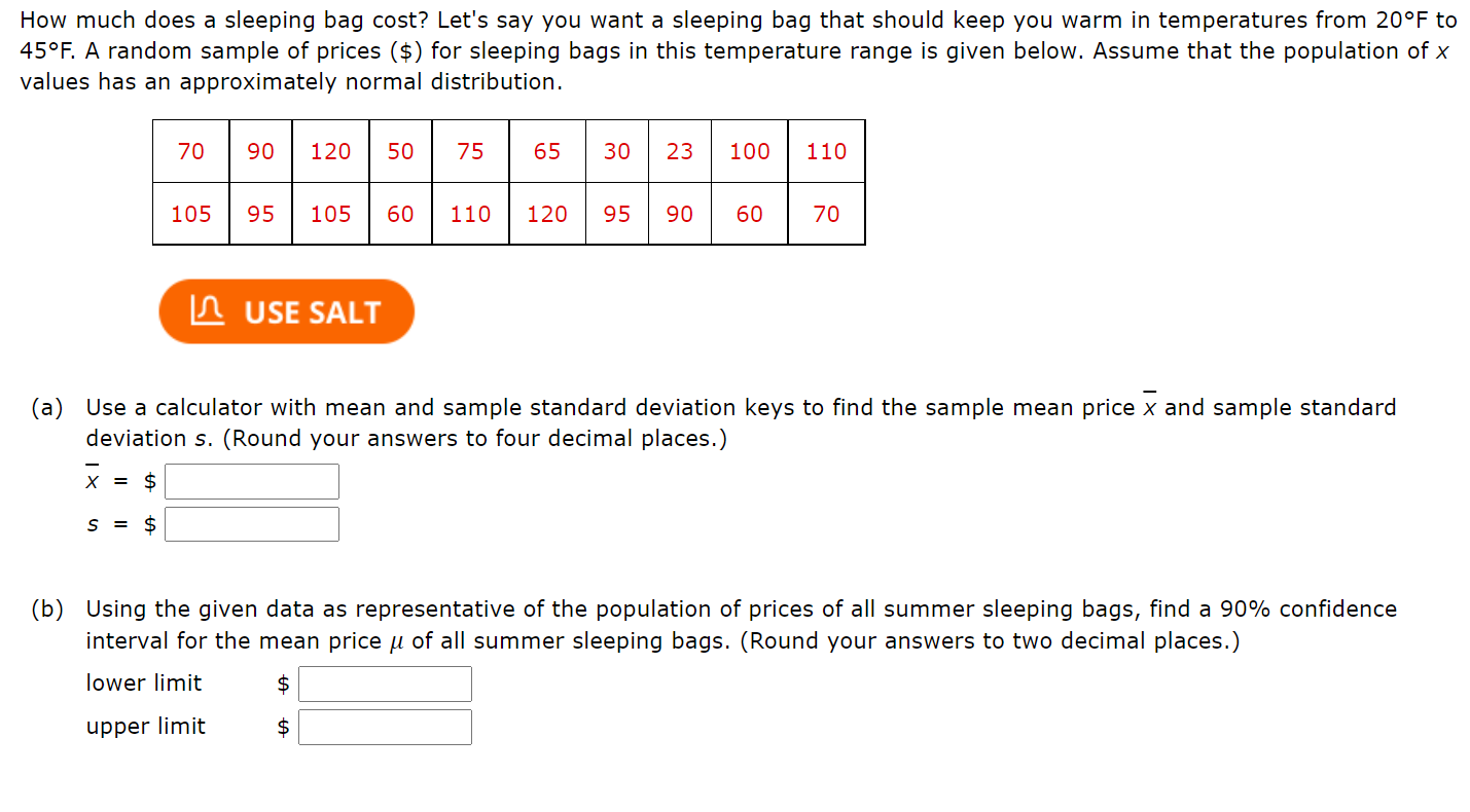 Solved How much does a sleeping bag cost? Let's say you want