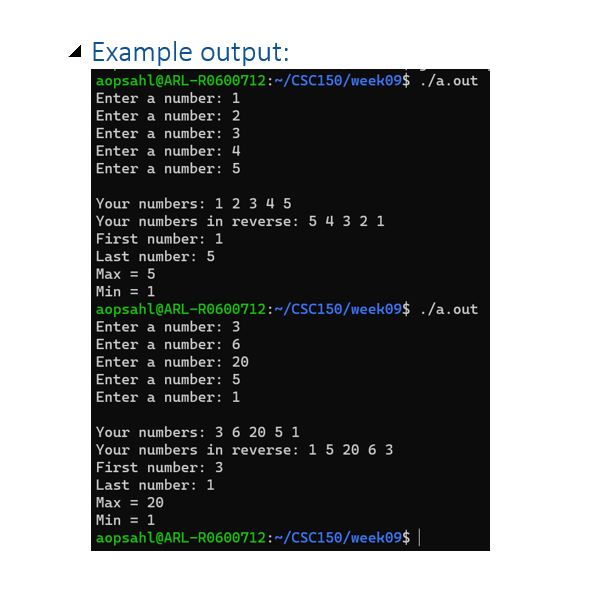 Solved Assignment U/ - Arrays (max/mın) Points: 10 | Chegg.com